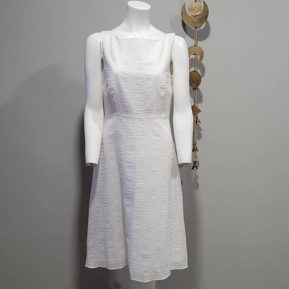J. Crew NWT 2005 Women's White A Line 100% Cotton Gauzy Midi Dress Size 6